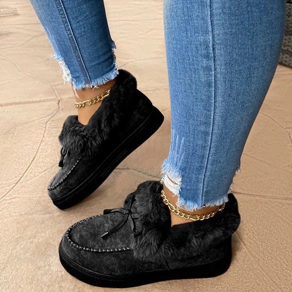 Femei cizme cu vârf rotund cizme cu talpă groasă Ortopedic Arch-Support lână lână groasă Pantofi de bumbac cald cald